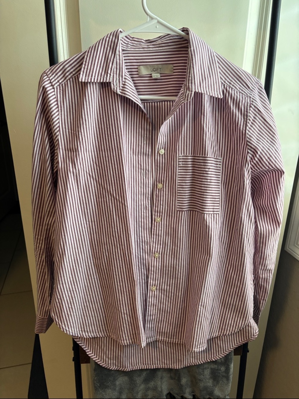 Loft Striped Button Cotton Shirt Blouse